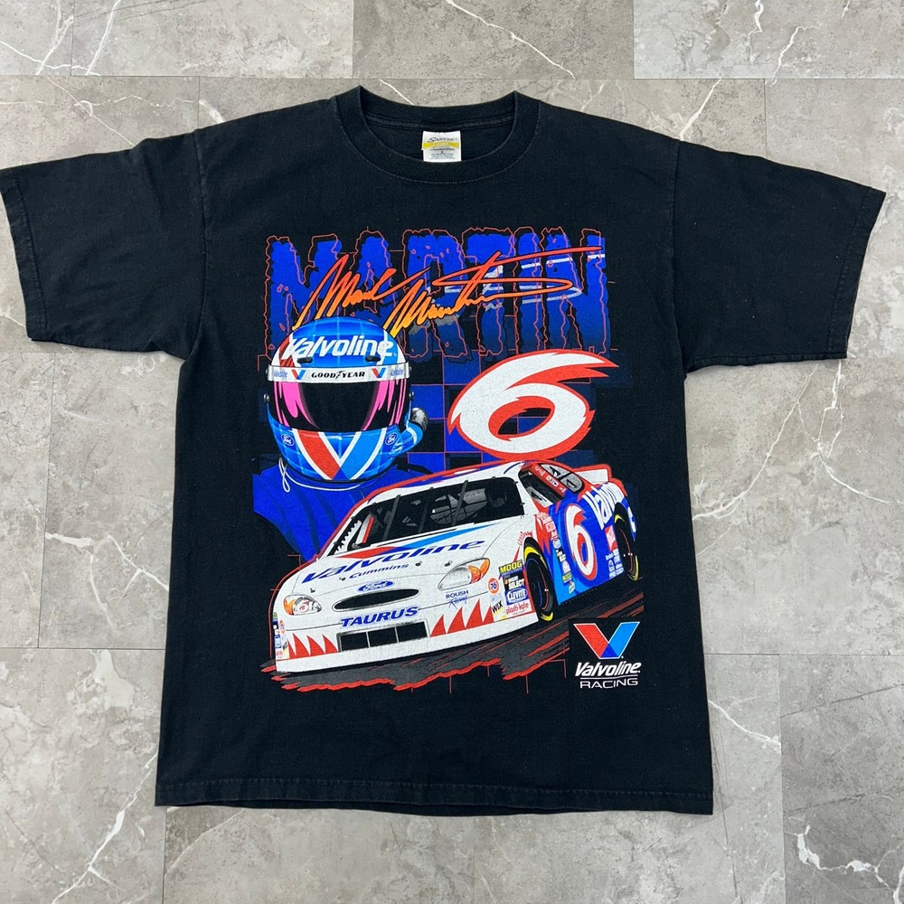 Vintage Nascar Mark Martin Graphic Tee Mens Large Double Valvoline Racing